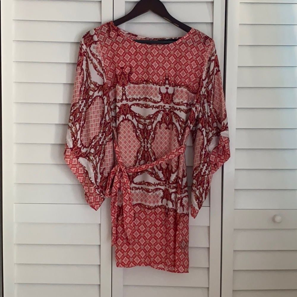 Patterned Flare Sleeve Dress